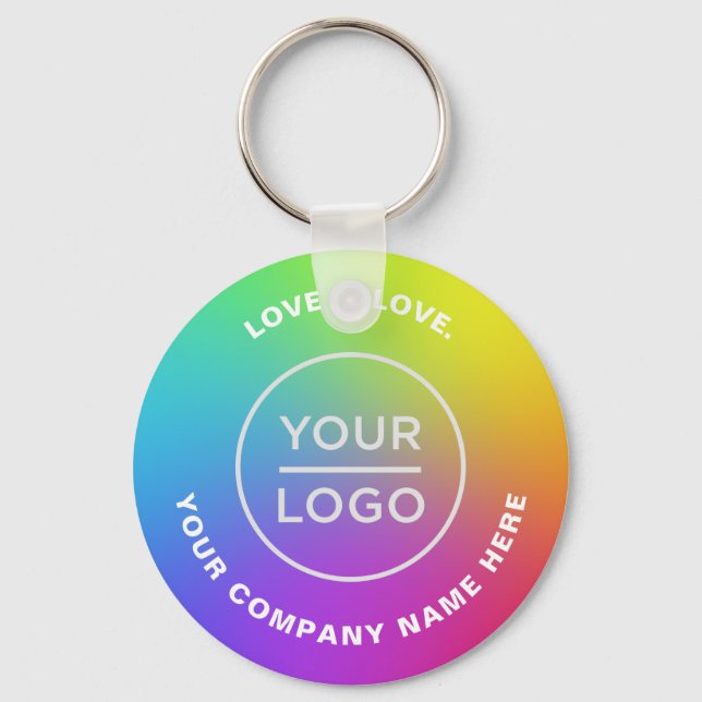 Your Business Logo Ombré Rainbow lgbt Keychain (Front)