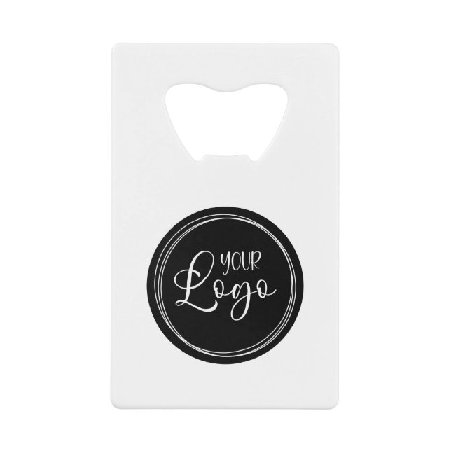 Your Business Logo on Black Circle Credit Card Bottle Opener (Front)