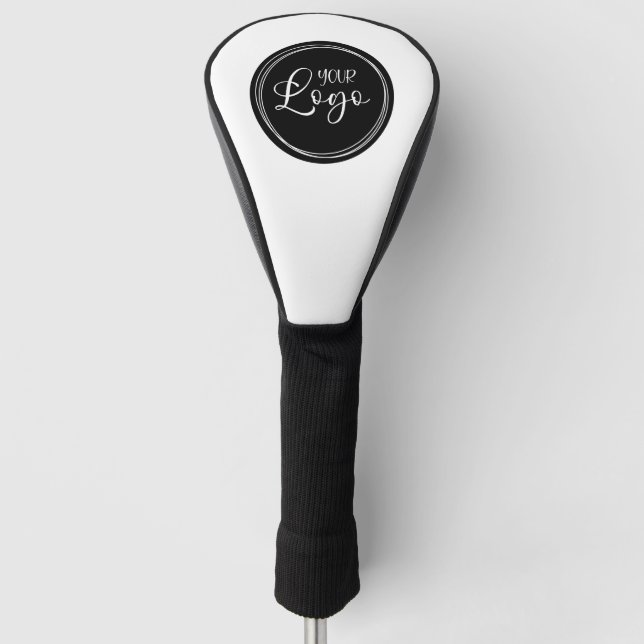 Your Business Logo on Black Circle Golf Head Cover (Front)