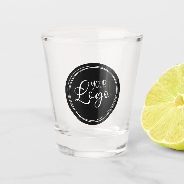 Your Business Logo on Black Circle Shot Glass (Front)