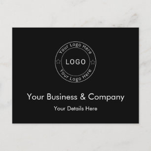 Your Business Logo on Black Custom Announcement Postcard