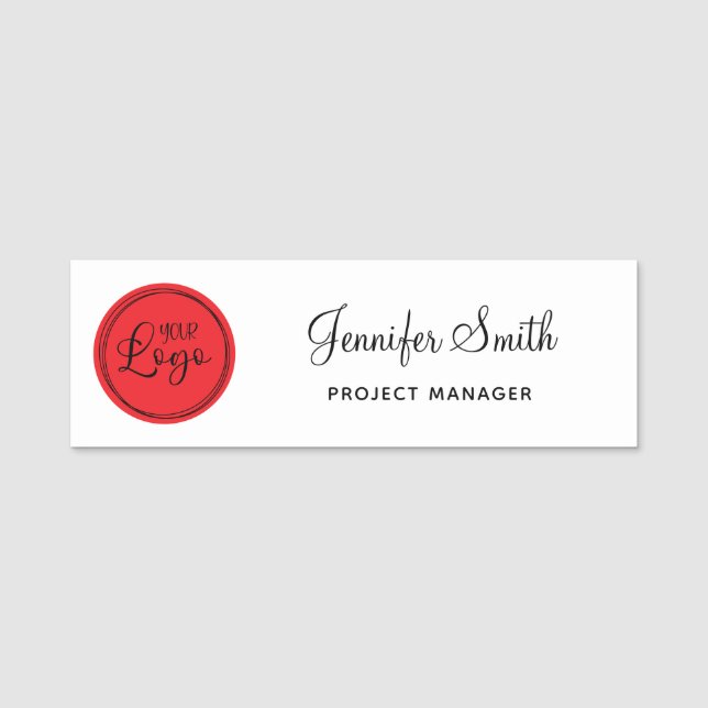 Your Business Logo on Red Circle Name Tag (Front)