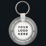 Your Business Logo on Silver Grey Thank You Keychain<br><div class="desc">Your Business Logo on Thank you personalized keychain with custom text in a modern and professional design. Minimalist and unisex,  for any age and any occasions.</div>
