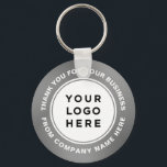 Your Business Logo on Silver Grey Thank You Keychain<br><div class="desc">Your Business Logo on Thank you personalized keychain with custom text in a modern and professional design. Minimalist and unisex,  for any age and any occasions.</div>