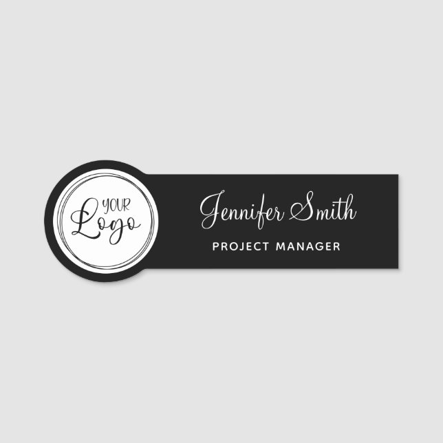 Your Business Logo on White Circle Name Tag (Front)