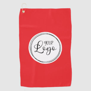 Your Business Logo on White Circle Red Golf Towel