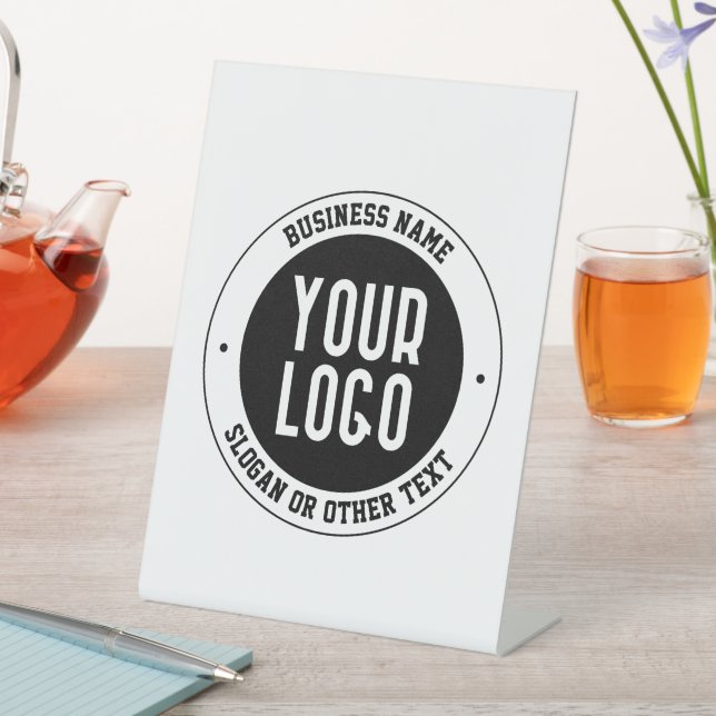 Your Business Logo or Design | Bold Editable Text Pedestal Sign (In SItu)