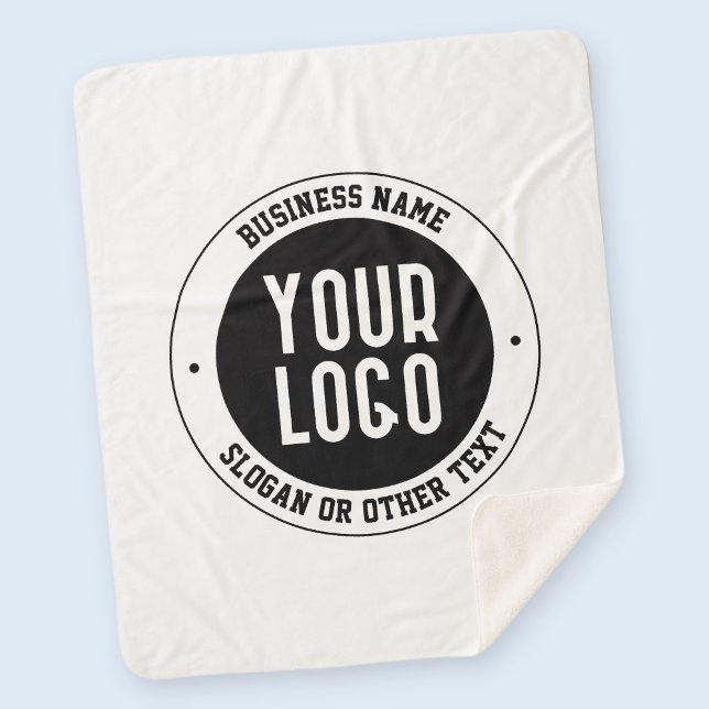 Your Business Logo or Design | Bold Editable Text Sherpa Blanket (Creator Uploaded)