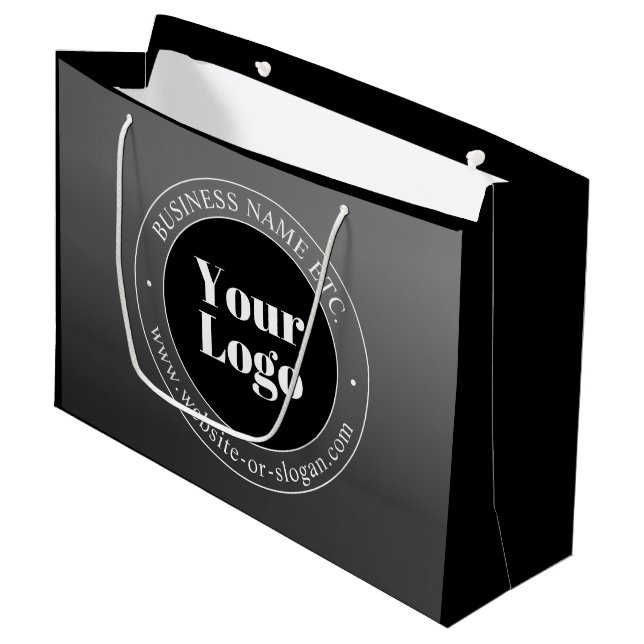 Your Business Logo or Design & Editable Text Large Gift Bag (Front Angled)