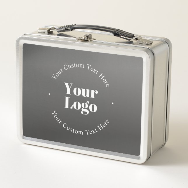 Your Business Logo or Design & Editable Text Metal Lunch Box (Front)