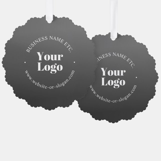 Your Business Logo or Design & Editable Text Ornament Card (Front/Back)