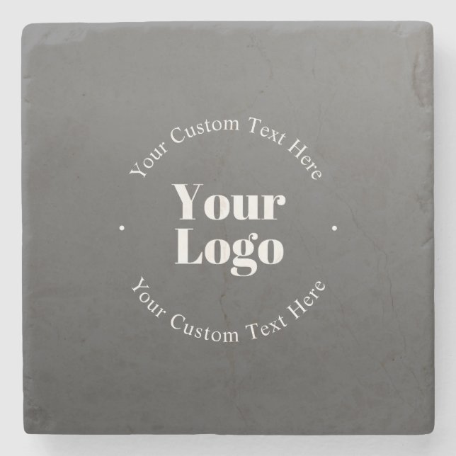 Your Business Logo or Design & Editable Text Stone Coaster (Front)