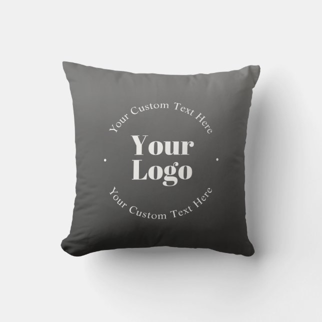 Your Business Logo or Design & Editable Text Throw Pillow (Front)