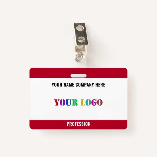 Your Business Logo or Photo Name Badges Template (Front with Clip)