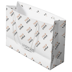 Your Business Logo Pattern & Optional Custom Text Large Gift Bag