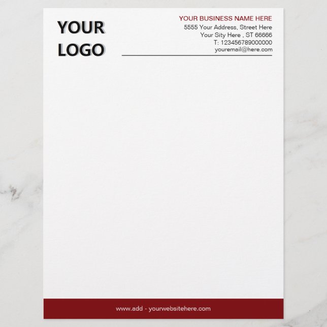 Your Business Logo Personalized Letterhead Example (Front)