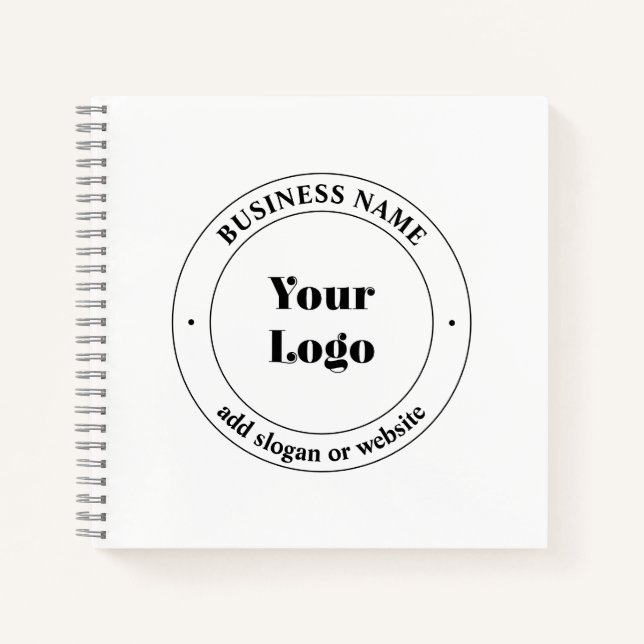 Your Business Logo & Promotional Text | White Notebook (Front)