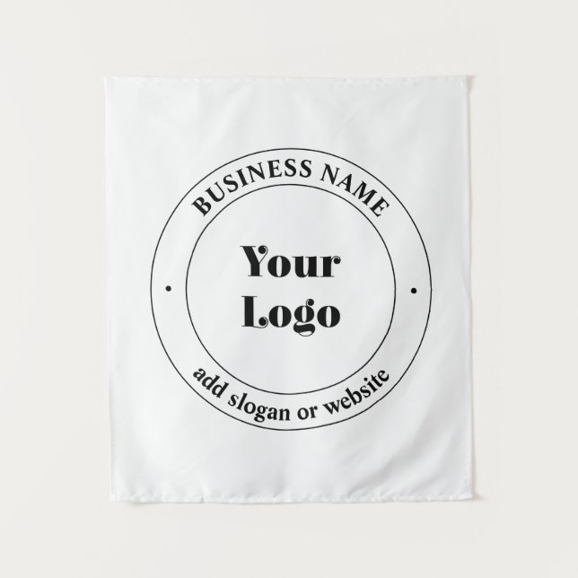 Your Business Logo & Promotional Text | White Tapestry (Front)