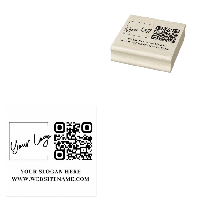 Your Business Logo Qr Code Custom Rubber Stamp (Stamped)