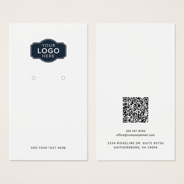 Your Business Logo QR Code Earring Display Card (Front & Back)