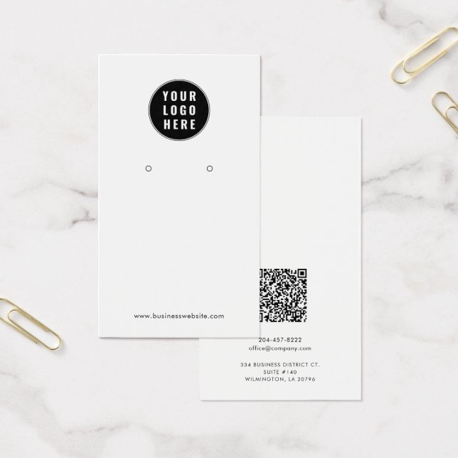 Your Business Logo QR Code Earrings Display Card (Office)