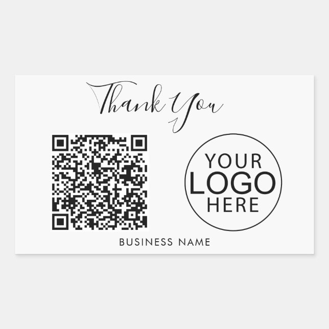Your Business Logo QR Code Script Thank You Sticker (Front)