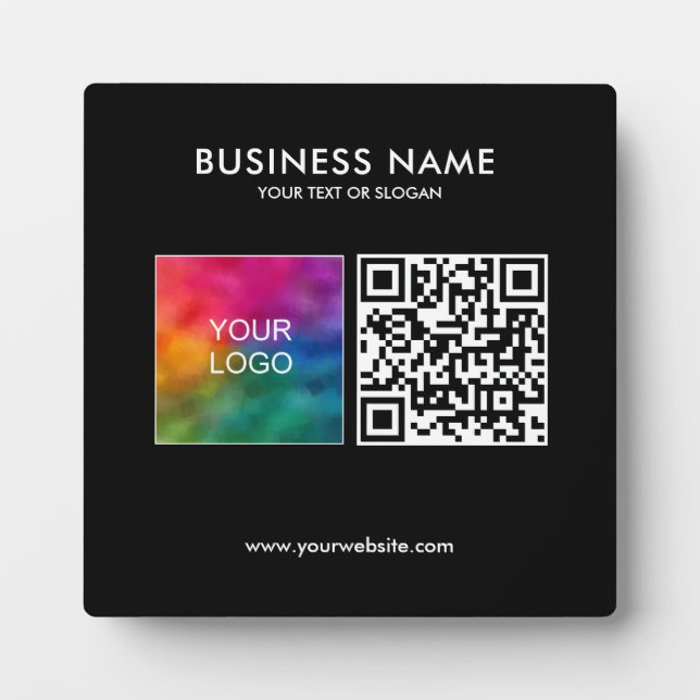 Your Business Logo QR Code Template Square Plaque (Front)