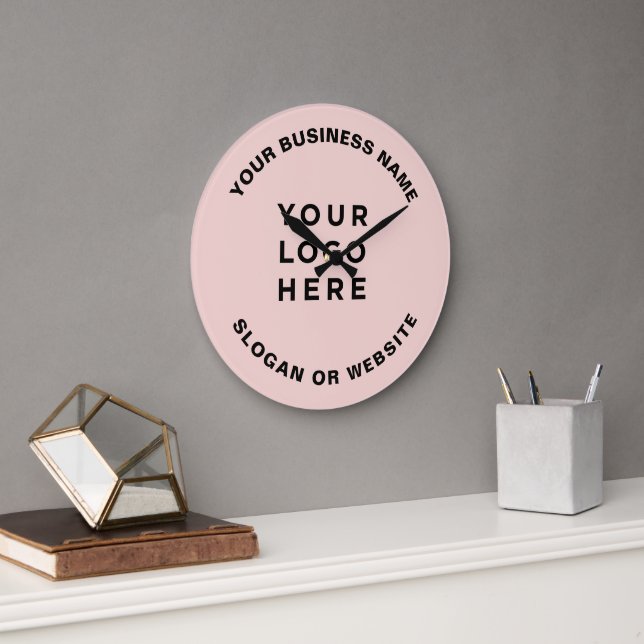 Your Business Logo Simple and Professional Pink Large Clock (Office)
