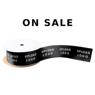 Your Business Logo Simple Minimal Black Wrapping Satin Ribbon