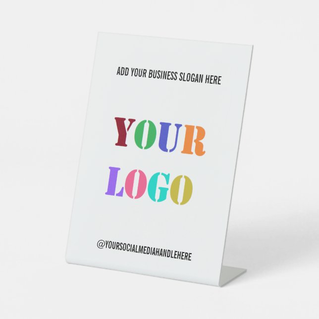 Your Business Logo Social Media Name Perestal Sign (Front)