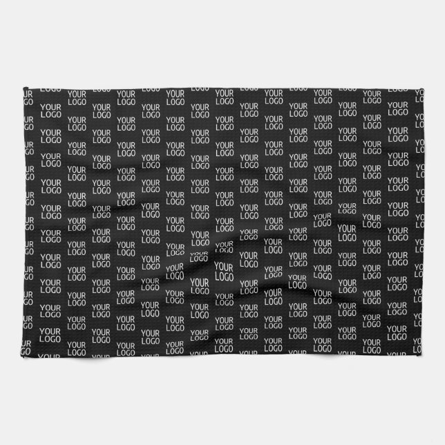 Your Business Logo | Stylish Half Step Pattern Kitchen Towel (Horizontal)