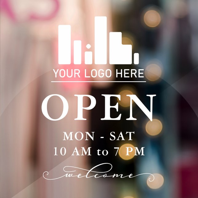 Your Business Logo Swirly Welcome Open Hours Window Cling (Creator Uploaded)