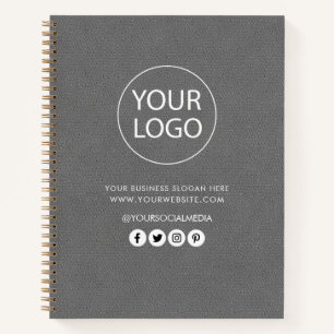 Your Business Logo & Text Company Branded Leather  Notebook