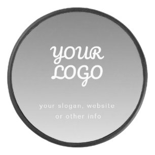Your Business Logo & Text   Dark Grey Ombre  Hockey Puck