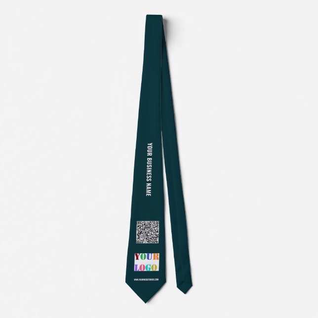 Your Business Logo Text QR Code Neck Tie Example (Front)