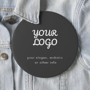 Your Business Logo & Text   Stylish Dark Grey 6 Inch Round Button