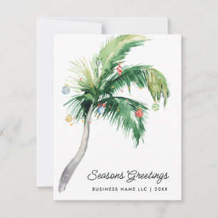 Your Business Logo Tropical Palm Tree Christmas Card