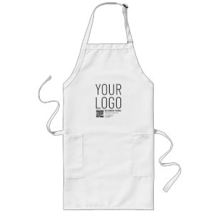 Your Business Logo w/Editable QR code & Text Long Apron