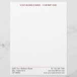 Your Business Name Address Info Office Letterhead<br><div class="desc">Choose Colours - Simple Personalized Modern Design Your Business Company Office Letterhead - Add Your Name - Company / Address / Phone / E-mail - Website or other info - Resize and move or remove and add elements - image / text with customization tool. Choose your colours / font /...</div>