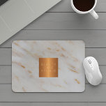 Your business name copper metallic grey marble mouse pad<br><div class="desc">Luxurious classy glamourous business professional grey gold marble patterned mouse pad for makeup artist | hairstylist | fashion stylist | beauty salon | spa | home design | architect studio with shinny beige tan copper metallic look geometric square label. Perfect choice for a stylish sophisticated look. ----- Personalize it with...</div>
