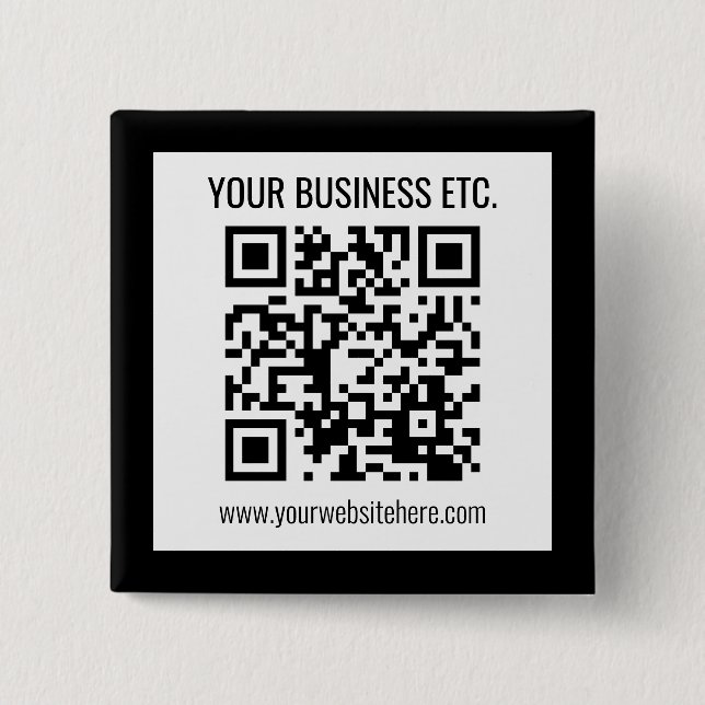 Your Business Name & Editable QR Code 2 Inch Square Button (Front)
