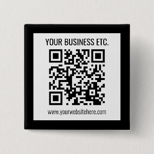 Your Business Name & Editable QR Code 2 Inch Square Button