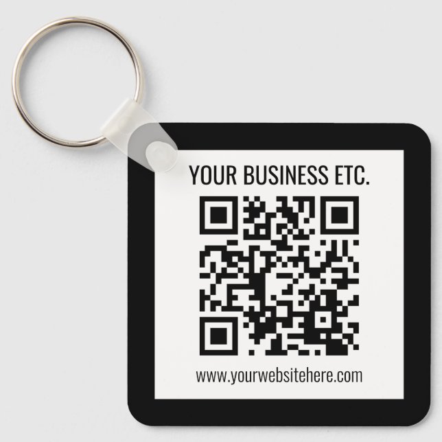 Your Business Name & Editable QR Code Keychain (Front)