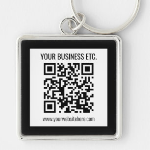 Your Business Name & Editable QR Code Keychain