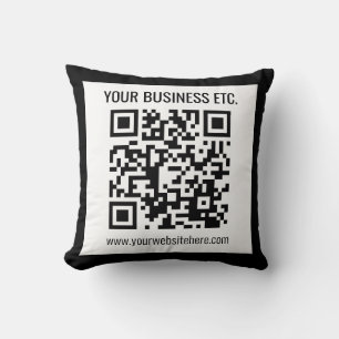 Your Business Name & Editable QR Code Throw Pillow