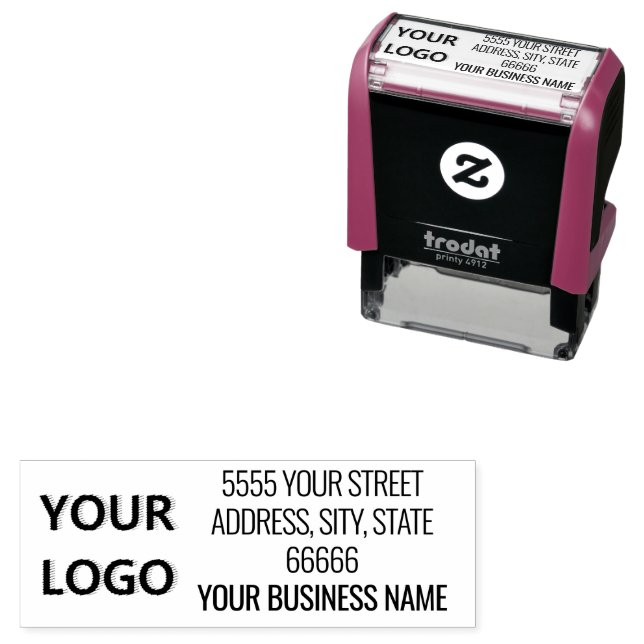 Your Business Name Logo Address Self-inking Stamp (In Situ)