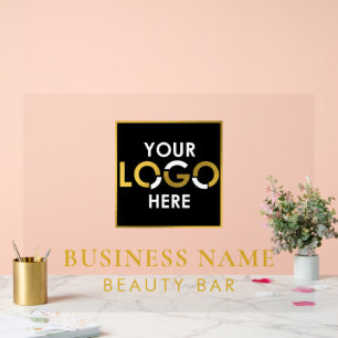 Your Business Name Logo Storefront Black & Gold Acrylic Sign