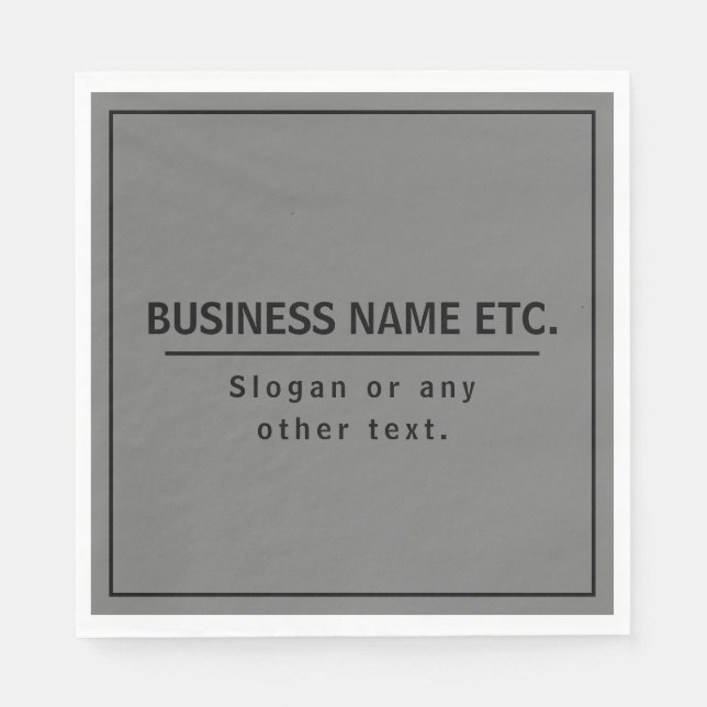Your Business Name or Brand Etc. Dark Grey & Black Napkin (Front)
