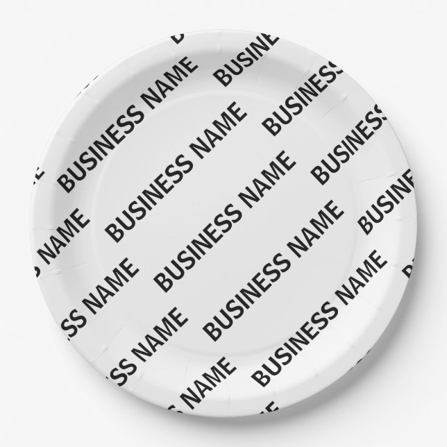 Your Business Name Pattern | Black & White Paper Plate (Front)