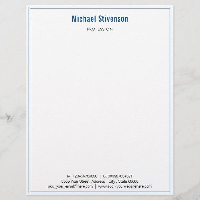 Your Business Name Profession Address Colour Frame Letterhead (Front)